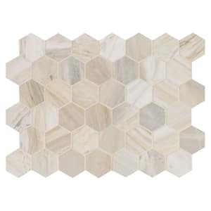 Athena Gold 2 in. Hexagon 12 in. x 12 in. Honed Mesh Mounted Mosaic Marble Floor and Wall Tile (9.8 sq. ft./Case)