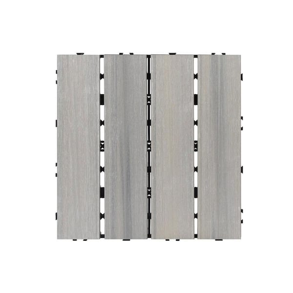 Tunearary 11.8 in. x 11.8 in. Outdoor Patio Light Gray Wood