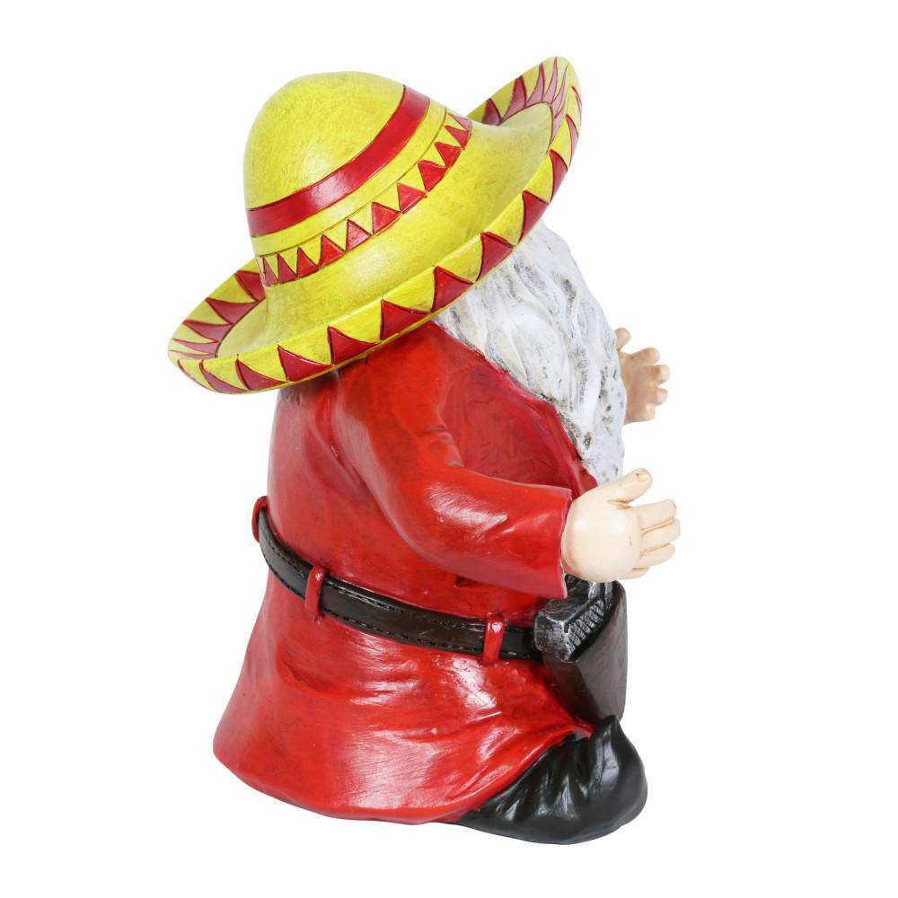 Hand Painted Red and Yellow Gnome Statue with Drink Holders