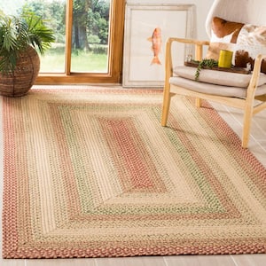Braided Rust/Multi 5 ft. x 5 ft. Border Solid Color Square Area Rug