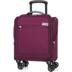 14 in. Grape Red Spinner Carry On Underseat Luggage with USB Port, Softside Small Suitcase, Compact