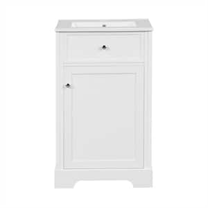 20 in. W x 18 in. D x 34 in. H Single Sink Freestanding Bath Vanity in White with White Ceramic Top