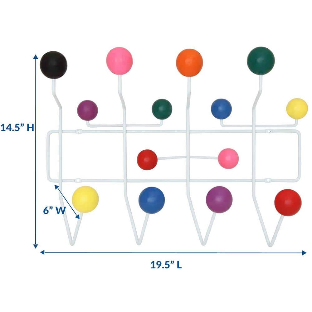 Multicolor Wooden Ball and Iron Frame Coat Rack