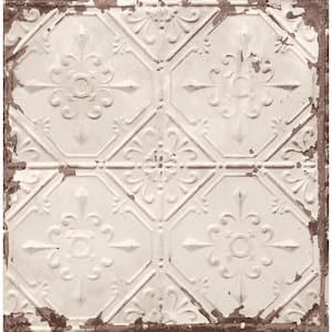 Donahue Off-White Tin Ceiling Off-White Wallpaper Sample