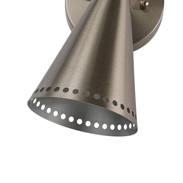 HUOKU Nimbus 2-Light 4.7 in. W Brushed Nickel Wall Sconce Up