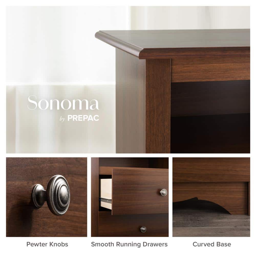 Monterey Cherry 5-Drawer Vertical Dresser with Metal Knobs