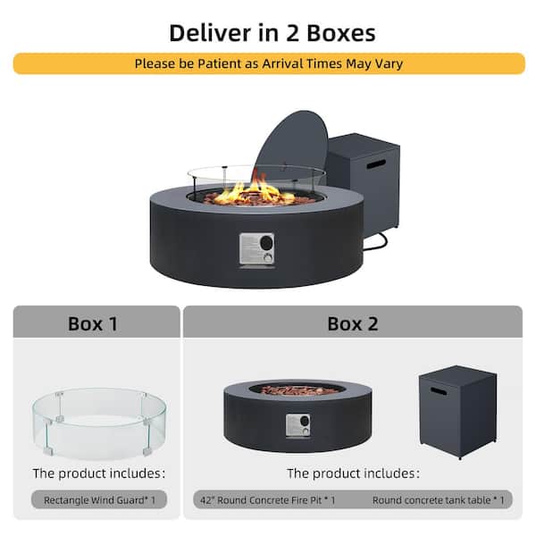 PATIOGUARDER 42 in. Round Iron Outdoor Fire Pit Table with