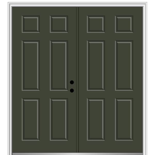 MMI Door 60 in. x 80 in. Classic Left-Hand Inswing 6-Panel Painted Fiberglass Smooth Prehung Front Door with Brickmould