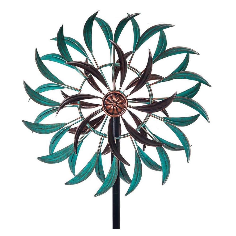 Copper and Teal 13" Metal Dual Motion Wind Spinner