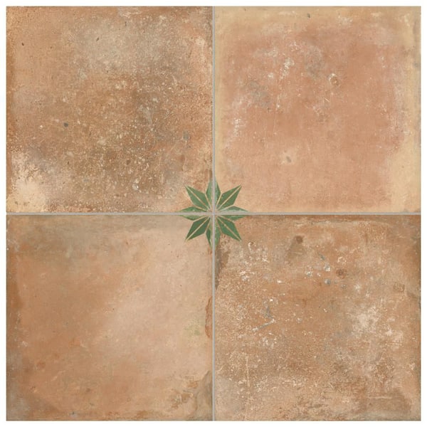 Kings Nonna Matte with Sage Star Glossy 9 in. x 9 in. Porcelain Floor and Wall Take Home Tile Sample