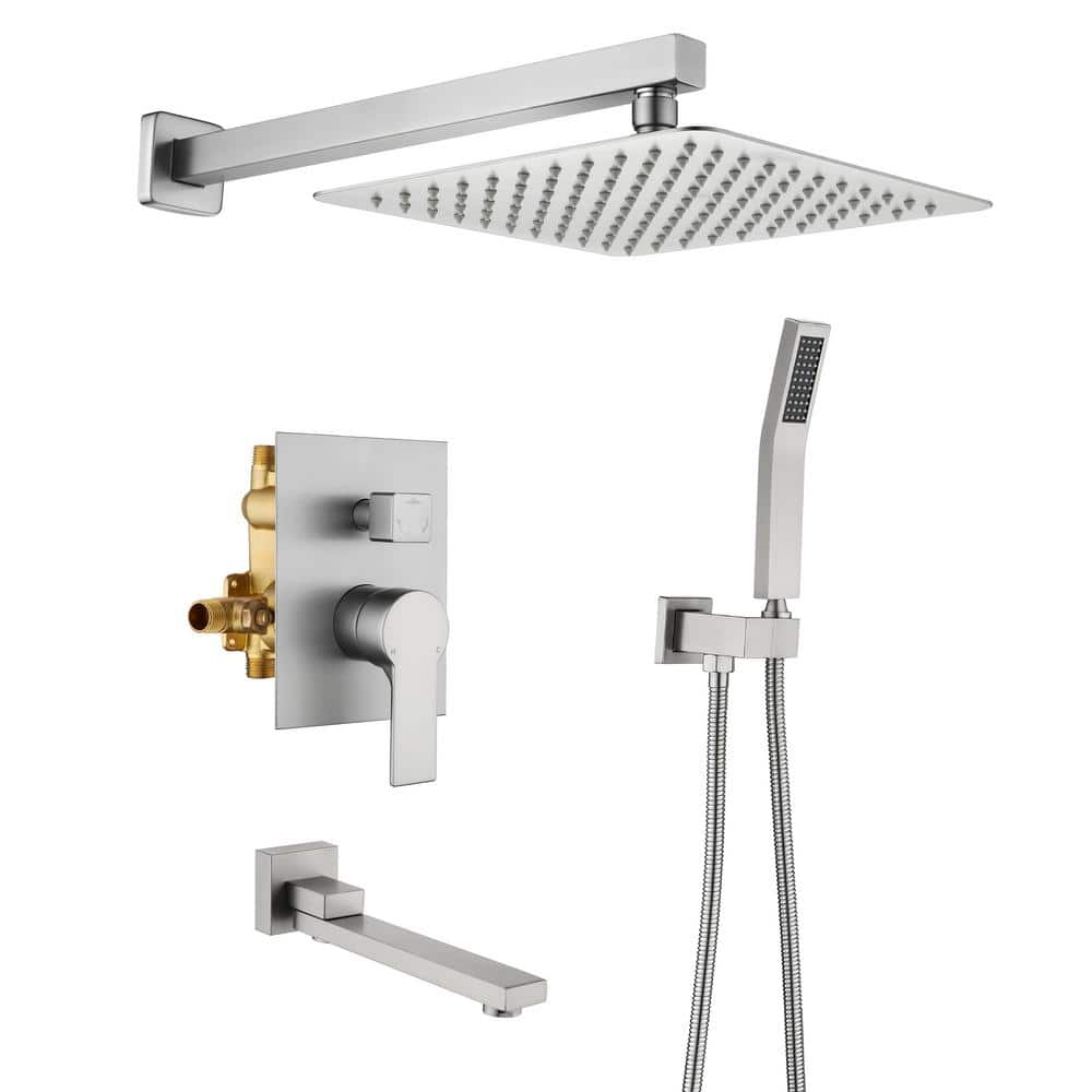 Single -Handle 1-Spray High Pressure Tub and Shower Faucet 2 GPM in Brushed