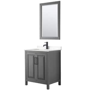 Daria 30 in. W x 22 in. D x 35.75 in. H Single Bath Vanity in Dark Gray w/ Carrara Cultured Marble Top and 24 in. Mirror