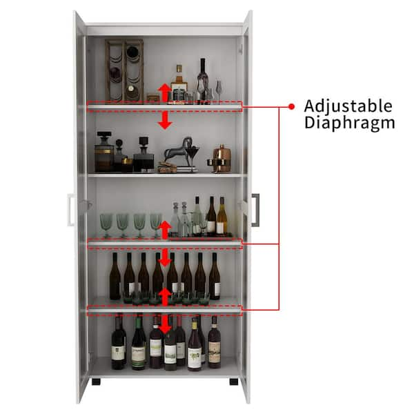 FUFU&GAGA White Painted Wood 31.5 in. W Food Pantry Cabinet With Double  Doors, Pull-out Wine Rack, Drawers, Anti-dumping device KF020317-01-c - The  Home Depot