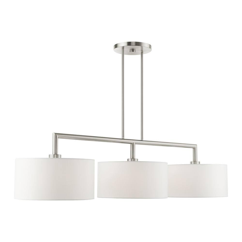 Sleek Brushed Nickel 3-Light Linear Drum Chandelier