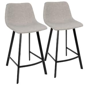 Outlaw Industrial Grey Counter Stool in Faux Suede (Set of 2)