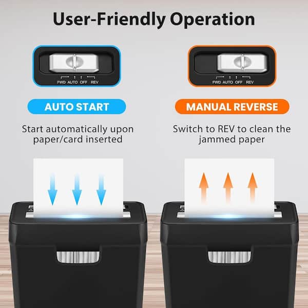 Lukyamzn 6-Sheet Strip Cut Paper Shredder with Jam Proof