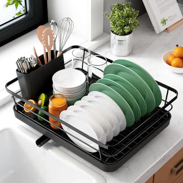 PRIMEPLUS 12 x Black Dish Drying Rack kitchen Counter