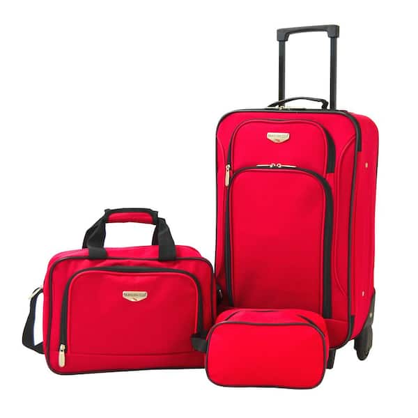 3-Piece Red Softside Basic Carry-On Set EVA-12203N-600 - The Home Depot