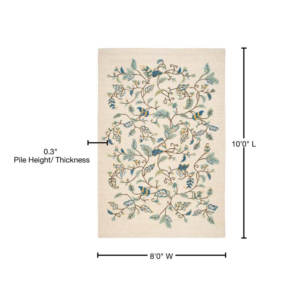 Colonial Blue 8' x 10' Handmade Wool and Viscose Tufted Rug