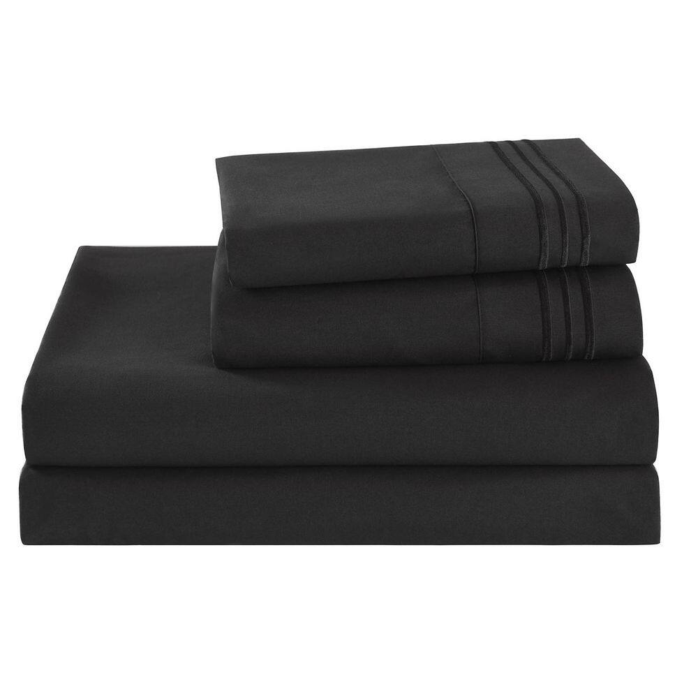 S4PCS 3-Pieces Embroidery Black Polyester Twin Size Cooling Bed Sheets Set price history on PriceWatchPro
