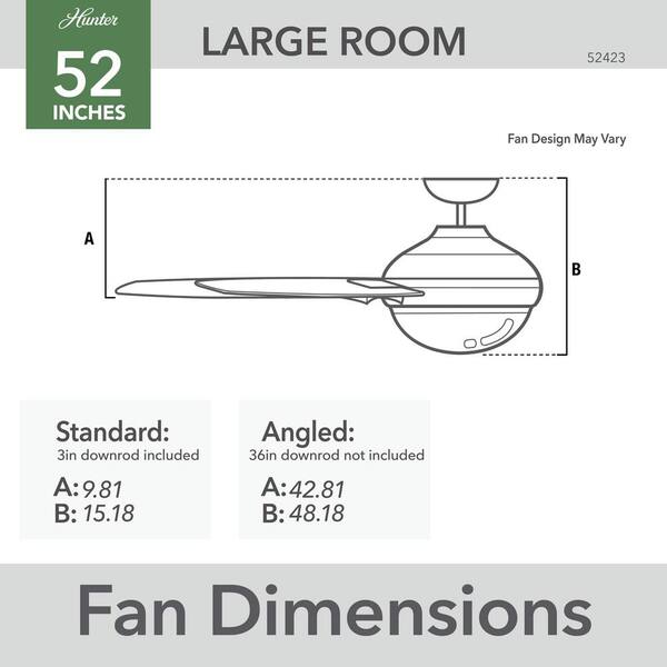 Hunter - Burroughs 52 in. Indoor Matte Silver Ceiling Fan with Light Kit and Remote Included