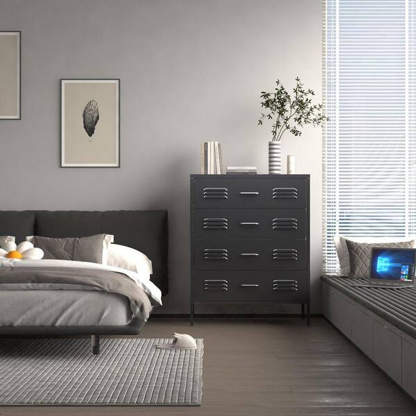 CSC DECOR INC Black 40 in. H Storage Cabinet with 4 Drawers Metal Dresser & Chests of Drawers for Office, Bedroom, Living Room, Garage COD-P872-ZT3421 CSC DECOR INC Black 40 in. H Storage Cabinet with 4 Drawers Metal Dresser & Chests of Drawers for Office, Bedroom, Living Room, Garage COD-P872-ZT3421