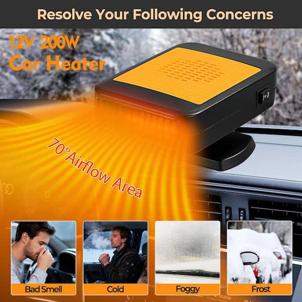 car heater cigarette lighter nearby 12V 200W Electric Portable Car Heater Plugs into Cigarette Lighter w/ 360°  Rotatable Car Defroster Windshield Fuel 27ISA11455