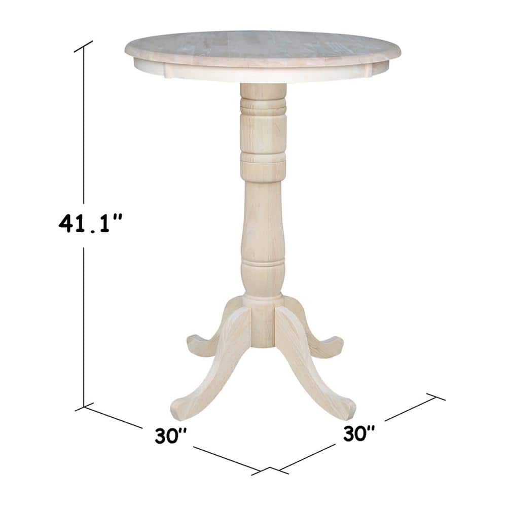 Natural Wood Round Extendable Bar Height Table