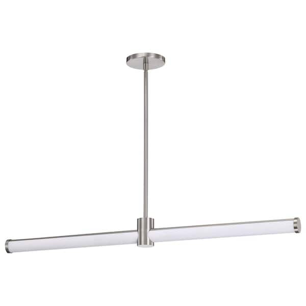 Bowman 39-Watt 1-Light Brushed Nickel Integrated LED Pendant Light with White Acrylic Shade