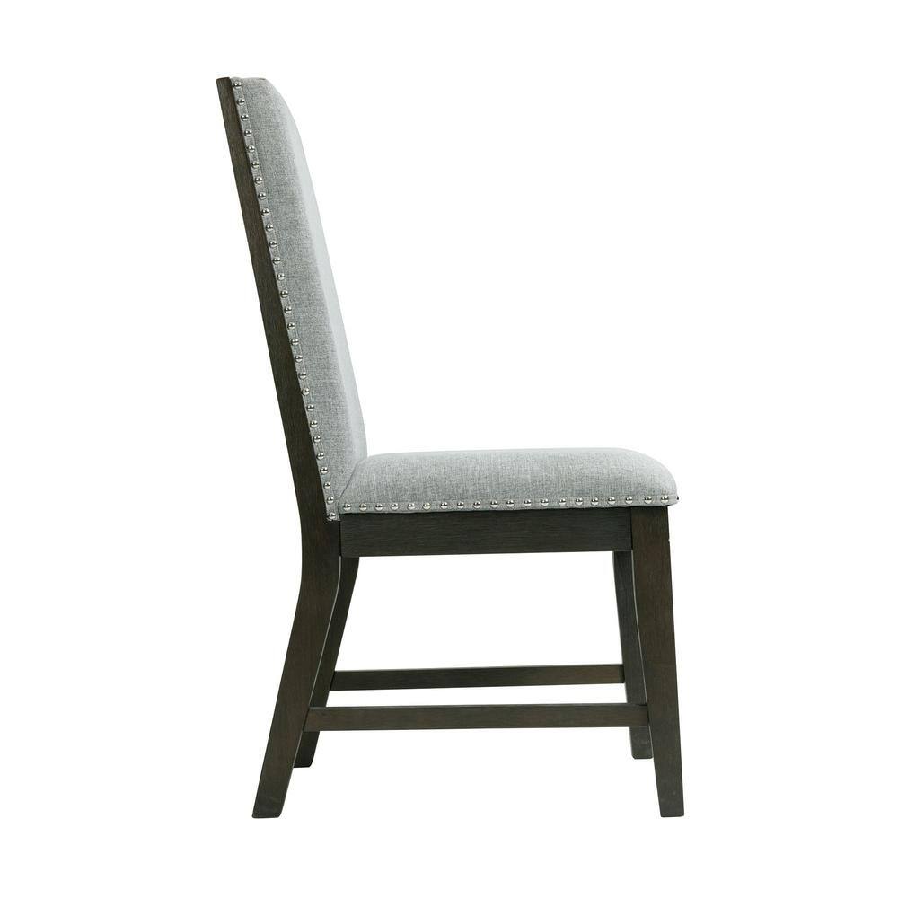 Holden Transitional Gray Fabric Upholstered Armchairs with Chrome Accents - Set of 2