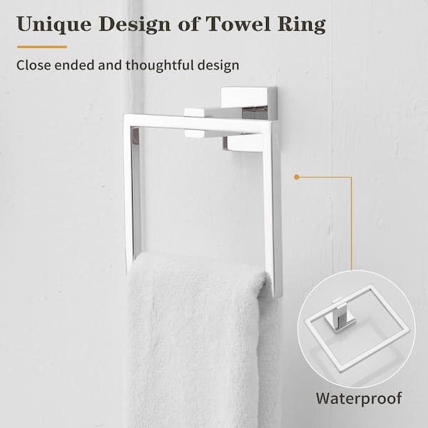 3-Piece Bath Hardware Set with towel holder for bathroom wall Toilet Paper Holder and Towel Ring in Polished Chrome