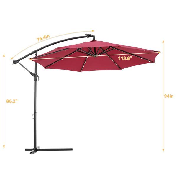 Direct Wicker 9 5 Ft Steel Round Offset Patio Cantilever Umbrella With Led Lights In Red W41917532 The Home Depot Direct Wicker 9 5 Ft Steel Round, Patio Umbrella Lights Home Depot