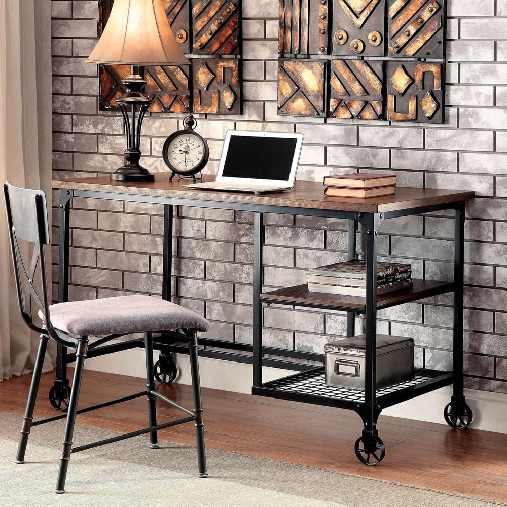 Furniture of America Lucah 48 in. Rectangle Black and Brown Wood