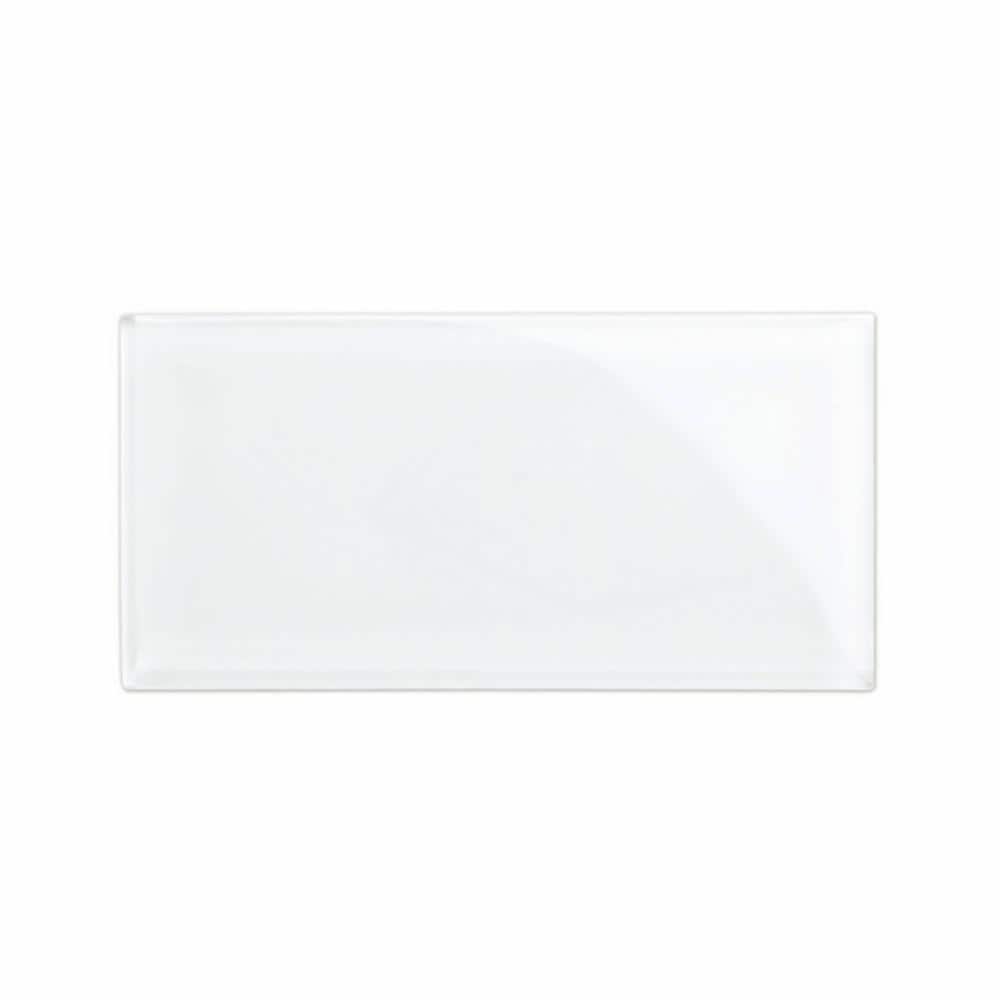 Bright White 6" x 12" Glossy Glass Subway Tile