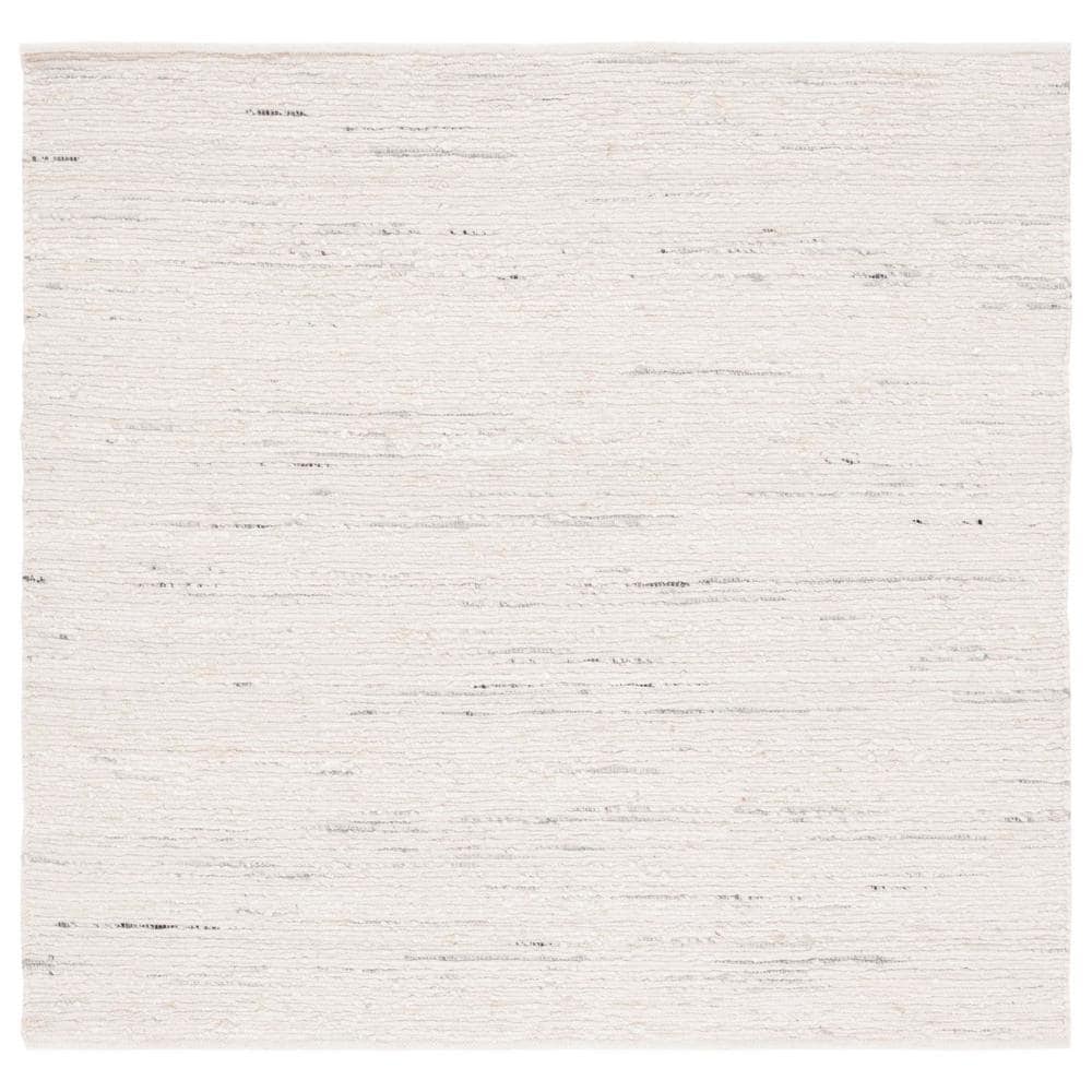 Ivory Flat Woven Square Wool Area Rug