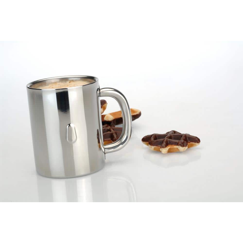 Silver 12oz Stainless Steel Double Walled Coffee Mugs, Set of 2