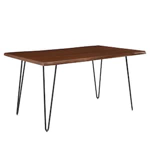 Henley in Black Walnut Live Edge Acacia Wood 60 in. 4 Leg Dining Table 6 Seating Capacity