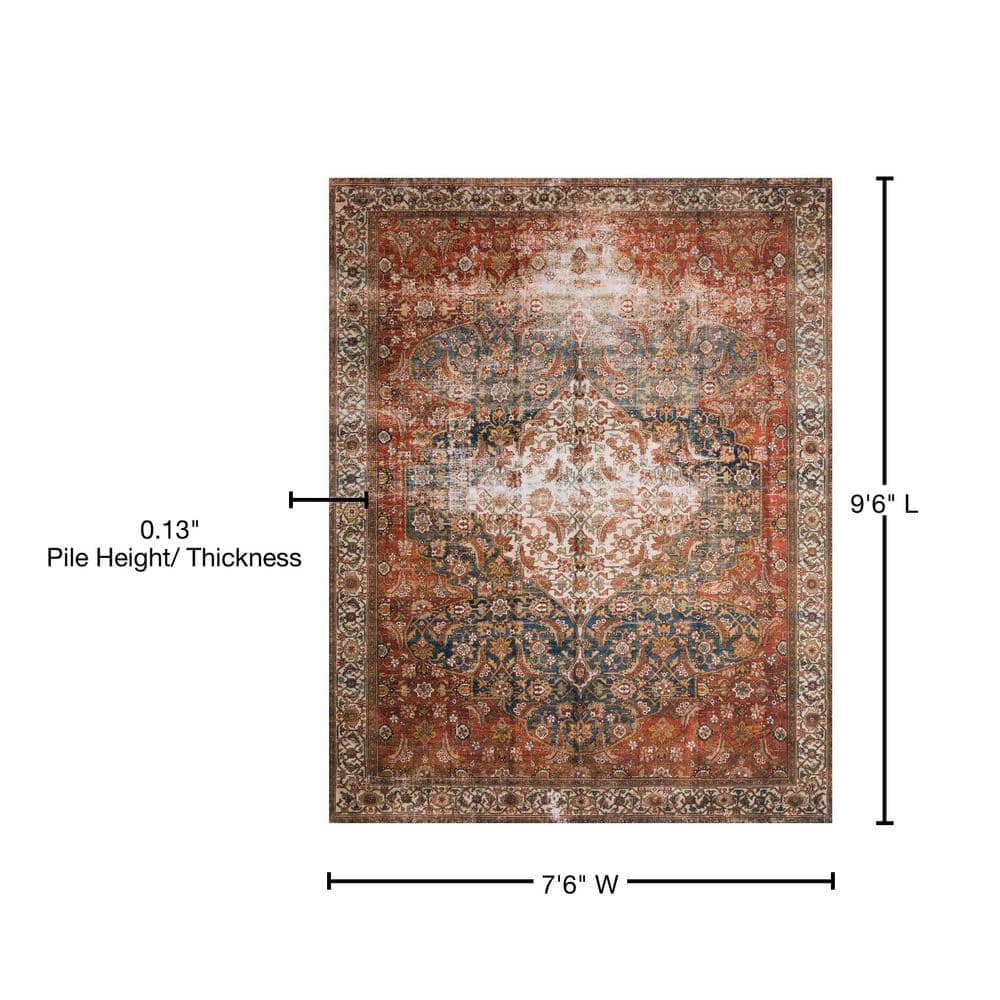 Layla Ocean Multicolor Vintage Distressed Synthetic Area Rug