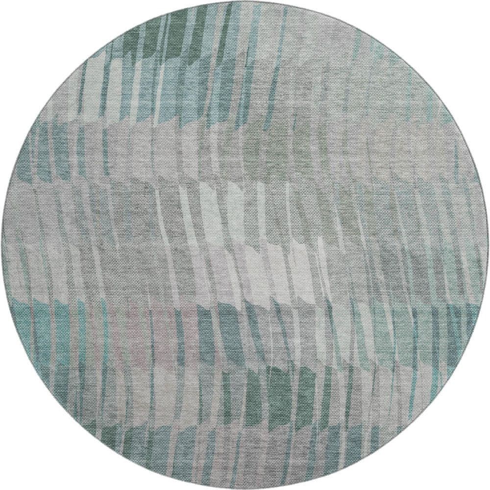 Mayfield Premium Machine Washable Abstract AMF2271 Teal 8 ft. x 8 ft. Round Rug price history on PriceWatchPro