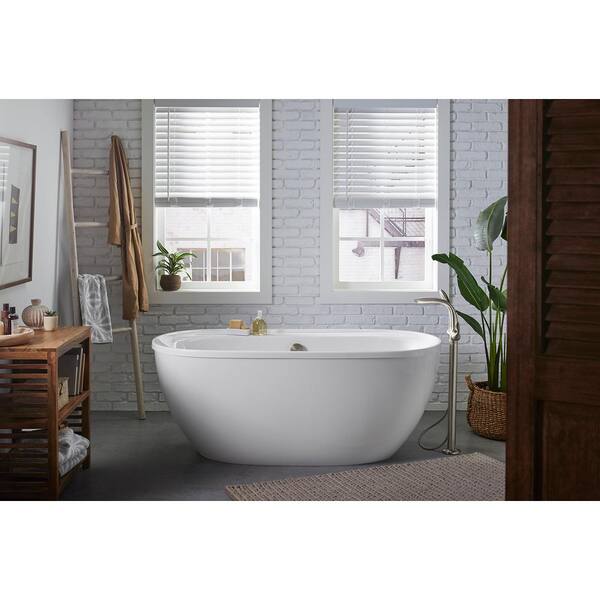 Spectacle 65.44 in. x 36.25 in. Freestanding Soaking Bathtub with Center Drain in White