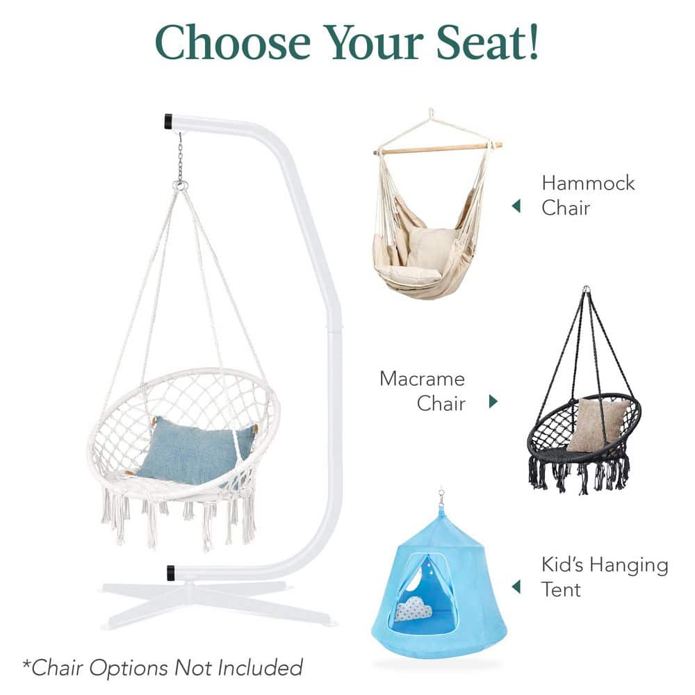 White Weather-Resistant Metal Hanging Hammock Chair Stand