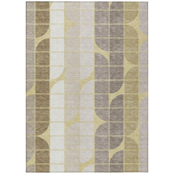 Chantille Machine Washable Indoor/Outdoor Abstract ACN2418 Wheat 5 ft. x 7 ft. 6 in. Area Rug
