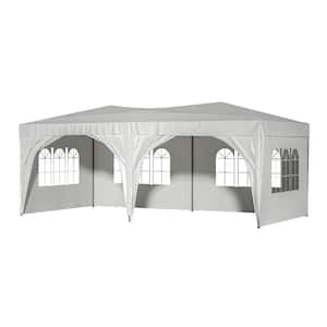 10 ft. x 20 ft. Outdoor Portable Party Folding Tent with 6-Removable Sidewalls, Carry Bag and 4 Weight Bags in White