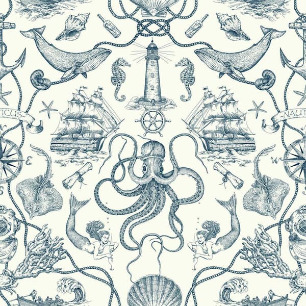RoomMates Deep Sea Toile Peel and Stick Wallpaper (Covers 28.18 sq. ft.)