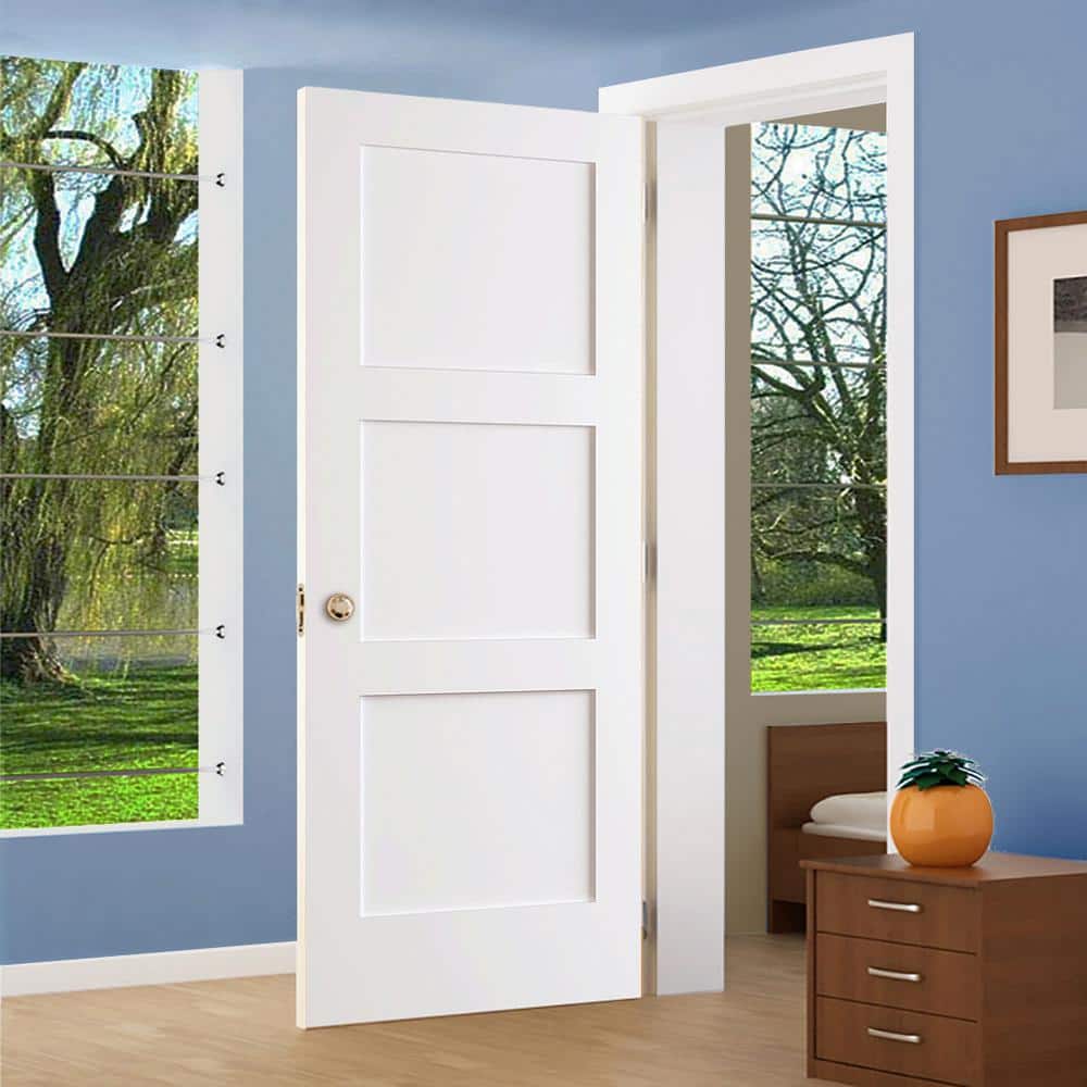 Primed White 80'' x 24'' 3-Panel Shaker Door
