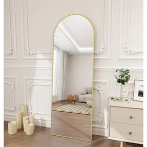 17 in. W x 58 in. H Arched Gold Modern Aluminum Alloy Framed Full Length Mirror Floor Mirror