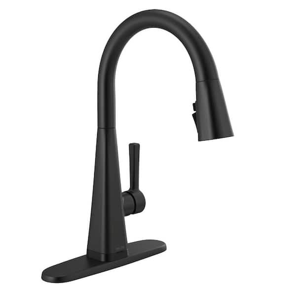 Delta Lenta Touch Single Handle Pull Down Sprayer Kitchen Faucet With Shieldspray Technology In Matte Black 19802tz Bl Dst The Home Depot