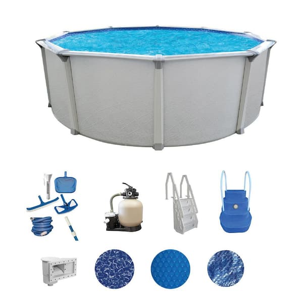 Huntington 18 ft. Round 54 in. Deep Above Ground Hard Sided Deluxe Pool Package