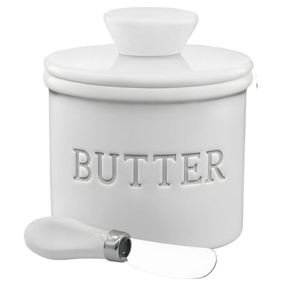 1.5 oz. White Ceramic Butter Dish with Lid with Water Line, French Butter Dish to Leave On Counter price history on PriceWatchPro
