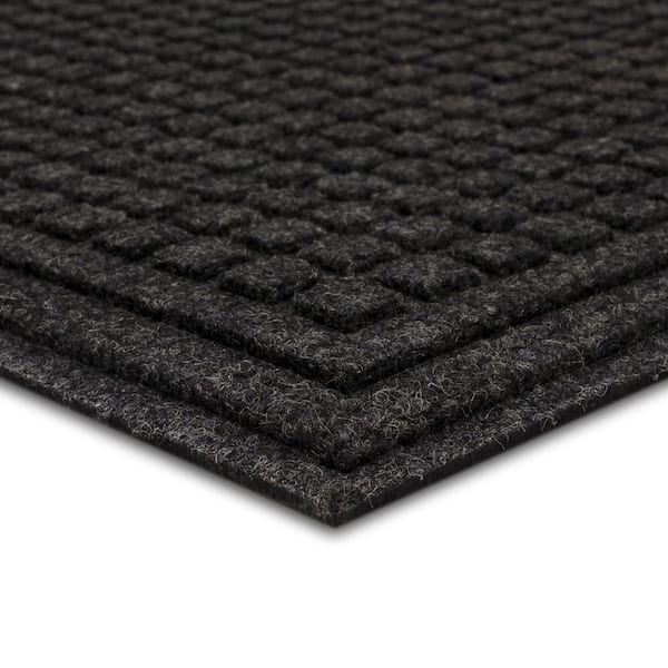 Floor Mat, Dual Rib Black, Indoor/Outdoor, 18 x 28-In